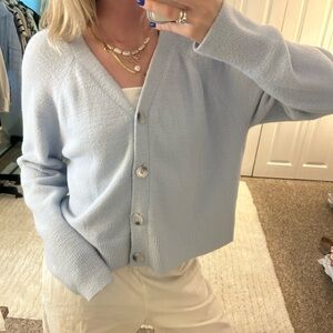 LOFT Oversized Button Up Sweater: Baby Blue